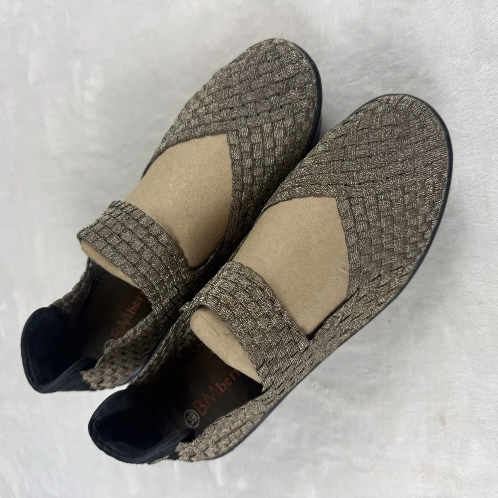 Bernie Mev Lulia Wedge Sandals Womens 39 Bronze Woven Elastic Platform Shoes
